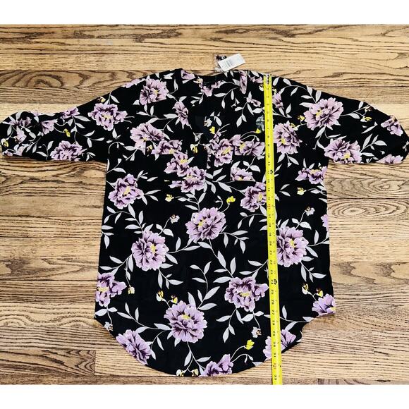 TORRID Blouse Women Black Purple Floral Roll Up Sleeve Harper Size 2xl Tunic NEW - Picture 14 of 16